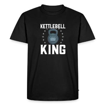 Kettlebell Workout Fitness Training - Men's Premium Organic T-Shirt - black - Front - Nico (187cm)