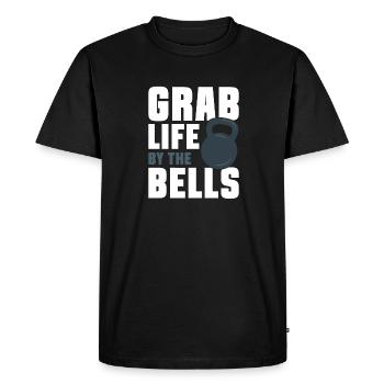 Kettlebell Workout Fitness Training - Männer Premium Bio T-Shirt - Schwarz - Vorne - Nico (187cm)