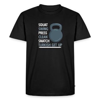 Kettlebell Workout Fitness Training - Men's Premium Organic T-Shirt - black - Front - Nico (187cm)