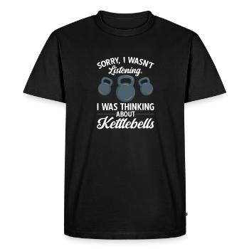 Kettlebell Workout Fitness Training - Men's Premium Organic T-Shirt - black - Front - Nico (187cm)