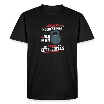 Kettlebell Workout Fitness Training - Men's Premium Organic T-Shirt - black - Front - Nico (187cm)