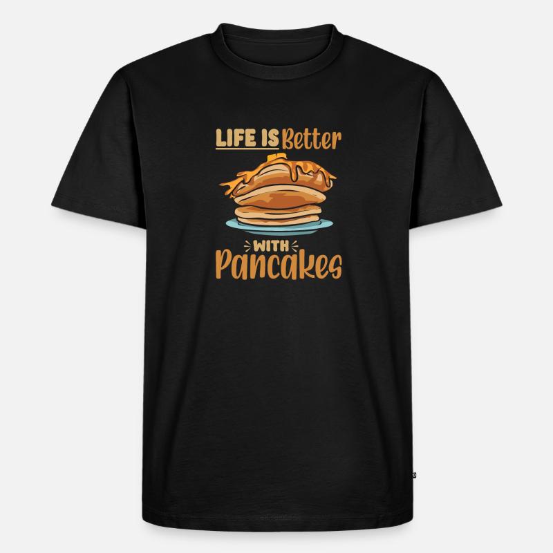 Pancake Frühstück Pfannkuchen - Männer Premium Bio T-Shirt - Schwarz