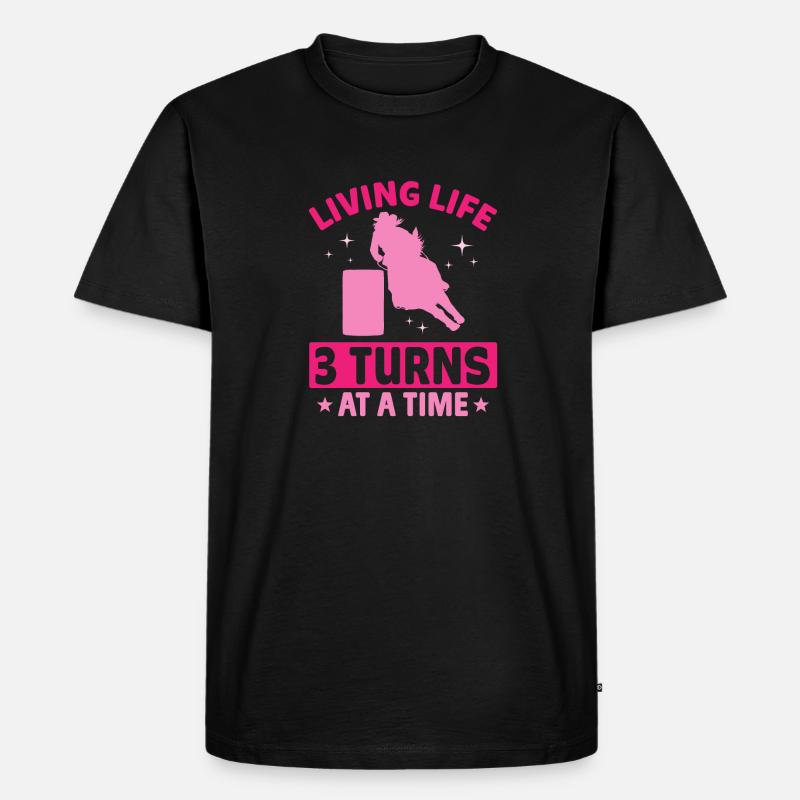 Rodeo Barrel Racing Pferd - Männer Premium Bio T-Shirt - Schwarz