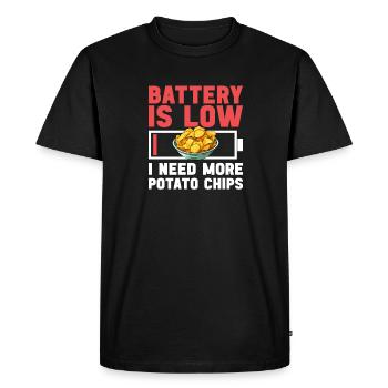 Drôle de chips de pommes de terre batterie faible amateur de collations de pommes de terre - T-shirt Premium bio Homme - noir - Devant - Nico (187cm)