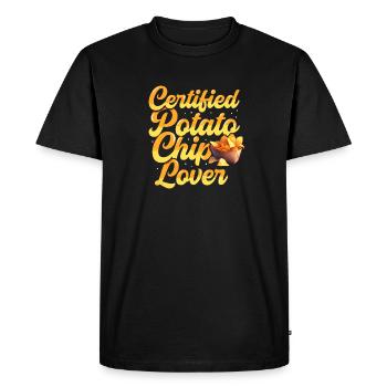 Amateur de croustilles certifié : collations amusantes à base de pommes de terre - T-shirt Premium bio Homme - noir - Devant - Nico (187cm)