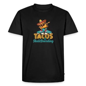 Planche à roulettes et tacos idée de planche à roulettes amusante - T-shirt Premium bio Homme - noir - Devant - Nico (187cm)