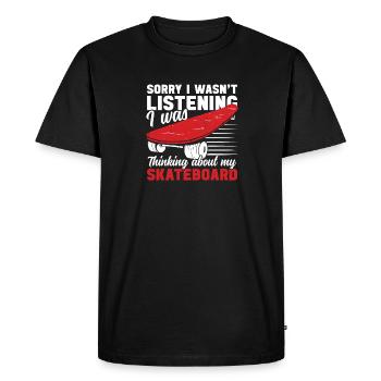 Skateboard : penser à mon skateboard skating - T-shirt Premium bio Homme - noir - Devant - Nico (187cm)