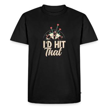 En jouant aux fléchettes, je frapperais ça en lançant des fléchettes dans le mille - T-shirt Premium bio Homme - noir - Devant - Nico (187cm)