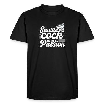 Badminton player shuttlecock my passion - Men's Premium Organic T-Shirt - black - Front - Nico (187cm)