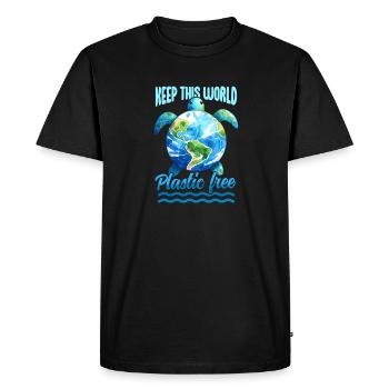 Earth day april 22 keep the world plastic free - Men's Premium Organic T-Shirt - black - Front - Nico (187cm)