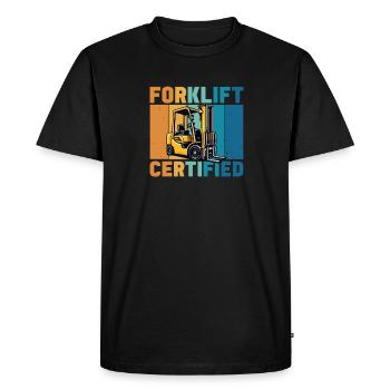 Forklift operator retro forklift certified - Men's Premium Organic T-Shirt - black - Front - Nico (187cm)
