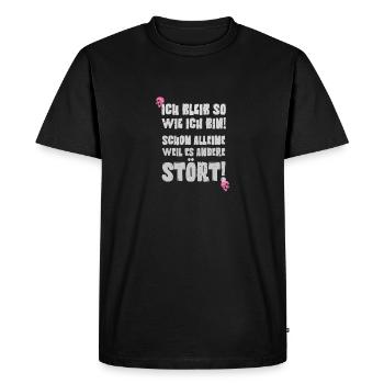 Thème amusant « Je resterai comme je suis » - T-shirt Premium bio Homme - noir - Devant - Nico (187cm)