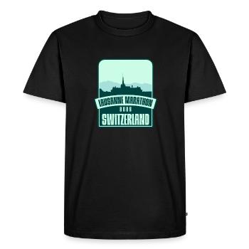 Marathon de Lausanne - 2025 - Suisse - T-shirt Premium bio Homme - noir - Devant - Nico (187cm)