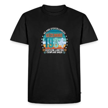 40e anniversaire Décembre 1984 idée Cadeau 40 ans - T-shirt Premium bio Homme - noir - Devant - Nico (187cm)