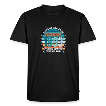 31e anniversaire Décembre 1993 idée Cadeau 31 ans - T-shirt Premium bio Homme - noir - Devant - Nico (187cm)