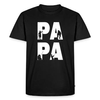 Papa Angler Fischer Geschenk Vatertag - Männer Premium Bio T-Shirt - Schwarz - Vorne - Nico (187cm)