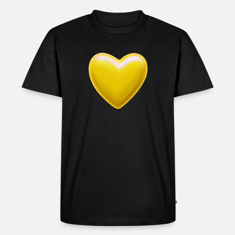 Herz gelb Geschenkidee - Männer Premium Bio T-Shirt - Schwarz