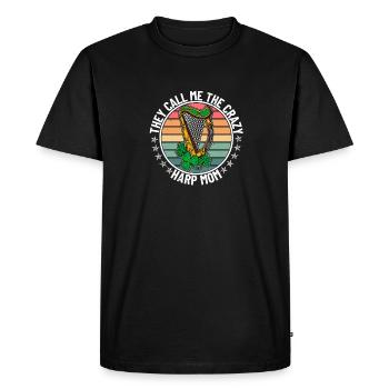 Celtic harp harpist Ireland Irish music - Men's Premium Organic T-Shirt - black - Front - Nico (187cm)