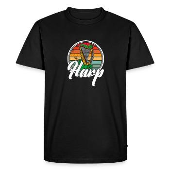 Music School Harp Harpist Ireland Irish - Men's Premium Organic T-Shirt - black - Front - Nico (187cm)