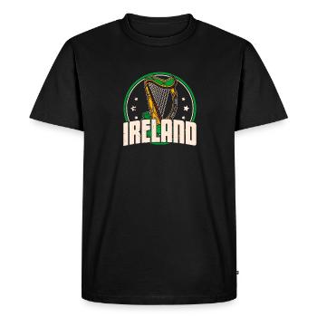 Celtic Harp Ireland Music School Musicians - Men's Premium Organic T-Shirt - black - Front - Nico (187cm)