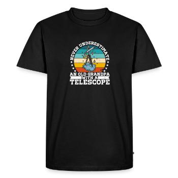 Telescope Physics School Astronomy Stars - Men's Premium Organic T-Shirt - black - Front - Nico (187cm)