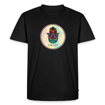 Hamsa Hand Sign Yoga Buddhism Talisman - Men's Premium Organic T-Shirt - black - Front - Nico (187cm)