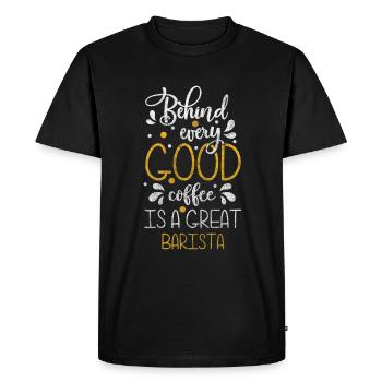 Café Profession Mousse de Lait - T-shirt Premium bio Homme - noir - Devant - Nico (187cm)