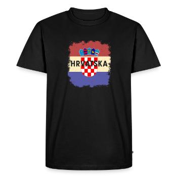 Croatie Croates Origine Lieu de naissance Drapeau - T-shirt Premium bio Homme - noir - Devant - Nico (187cm)