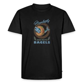 Jewish cuisine Salmon Bagel Israel Kosher - Men's Premium Organic T-Shirt - black - Front - Nico (187cm)