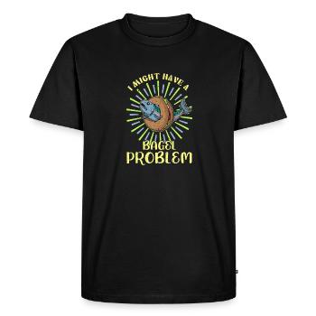 Israel Cuisine Delicatessen Salmon on Bagel - Men's Premium Organic T-Shirt - black - Front - Nico (187cm)