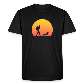 Randonnée avec votre chien au coucher du soleil - T-shirt Premium bio Homme - noir - Devant - Nico (187cm)