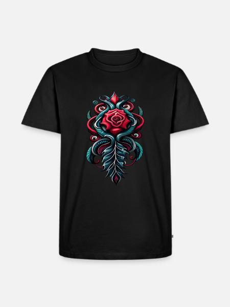 DARK ROSE - Männer Premium Bio T-Shirt - Schwarz