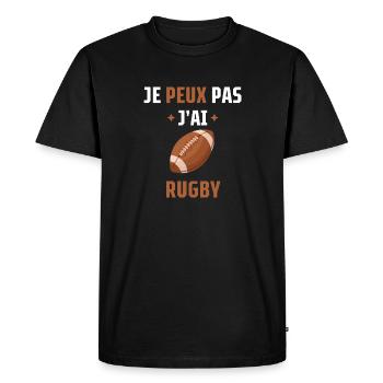 je peux pas j'ai rugby - T-shirt Premium bio Homme - noir - Devant - Nico (187cm)