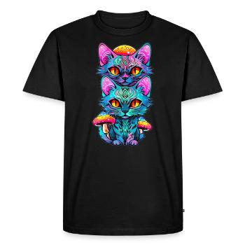 Sacred Geometry Cat EDM Festival Trippy - Men's Premium Organic T-Shirt - black - Front - Nico (187cm)