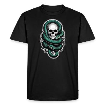 serpent squelette et tatouage - T-shirt Premium bio Homme - noir - Devant - Nico (187cm)