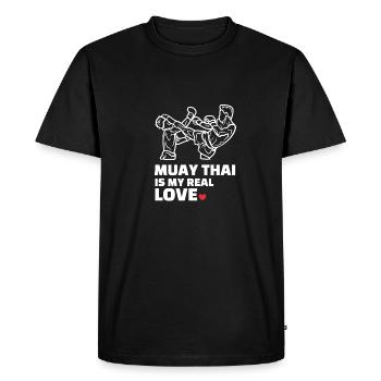 J’adore le Muay Thai - T-shirt Premium bio Homme - noir - Devant - Nico (187cm)