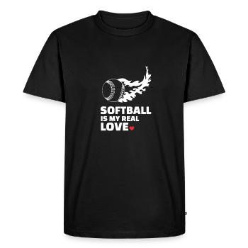 I love softball - Men's Premium Organic T-Shirt - black - Front - Nico (187cm)