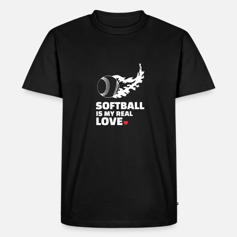 Ich Liebe Softball - Männer Premium Bio T-Shirt - Schwarz