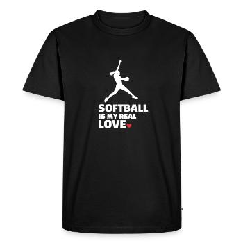 I love softball - Men's Premium Organic T-Shirt - black - Front - Nico (187cm)
