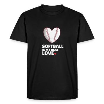 I love softball - Men's Premium Organic T-Shirt - black - Front - Nico (187cm)