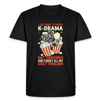 Soirée cinéma-cinéma-pop-corn-cinéma Regarder - T-shirt Premium bio Homme - noir - Devant - Nico (187cm)