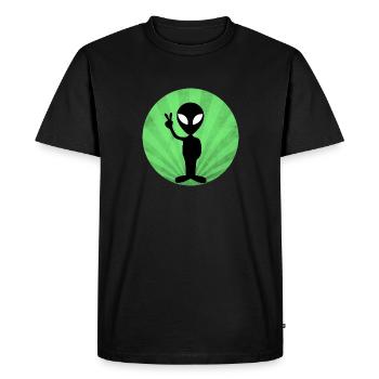 Alien Frieden Peace Außerirdische - Männer Premium Bio T-Shirt - Schwarz - Vorne - Nico (187cm)