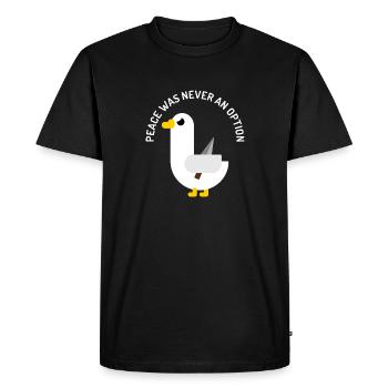 Peace was never an option - Männer Premium Bio T-Shirt - Schwarz - Vorne - Nico (187cm)