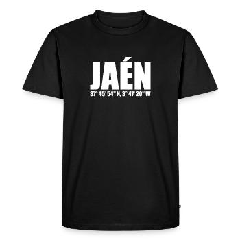Coordonnées Jaén - T-shirt Premium bio Homme - noir - Devant - Nico (187cm)