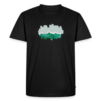 Forest mountains in the morning mist - Men's Premium Organic T-Shirt - black - Front - Nico (187cm)