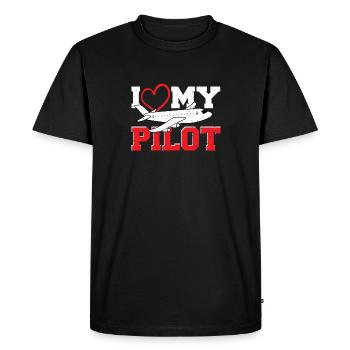 J'adore mon pilote - pilote - T-shirt Premium bio Homme - noir - Devant - Nico (187cm)