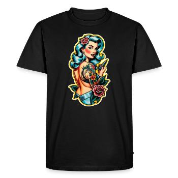 Rockabilly / Pin-up / Années 50 - T-shirt Premium bio Homme - noir - Devant - Nico (187cm)
