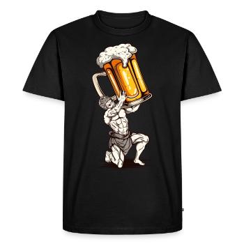 Beer Statue - Men's Premium Organic T-Shirt - black - Front - Nico (187cm)