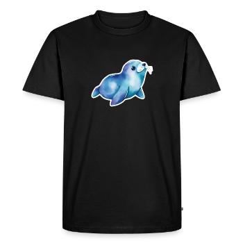 Mignon sceau aquarelle art - Adorable conception d’animaux - T-shirt Premium bio Homme - noir - Devant - Nico (187cm)