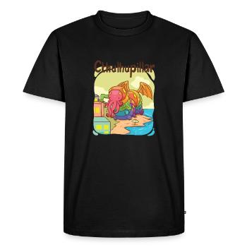 Cthulhupillar visits New Innsmouth - Men's Premium Organic T-Shirt - black - Front - Nico (187cm)